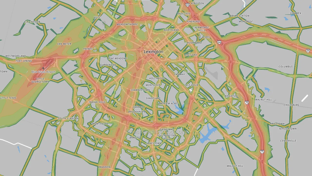 Lexington, KY Map of Noise Levels in Lexington
