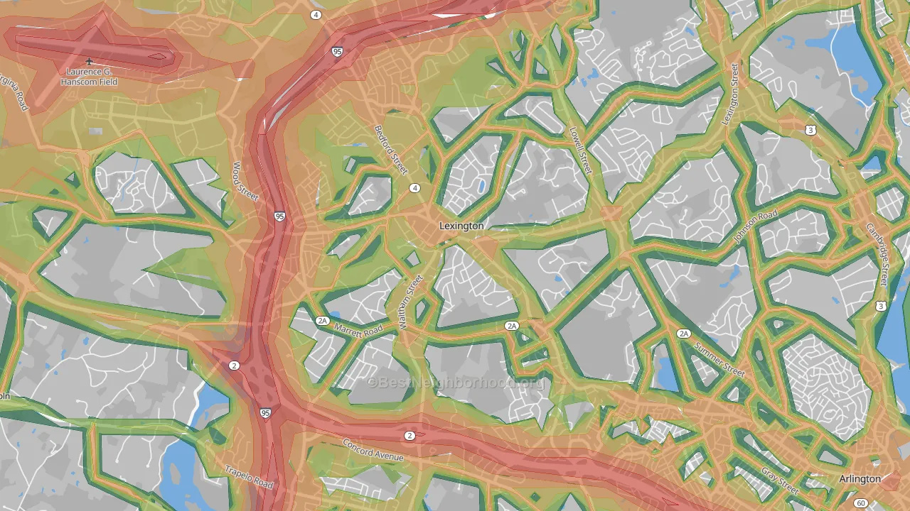 Lexington, MA Map of Noise Levels in Lexington