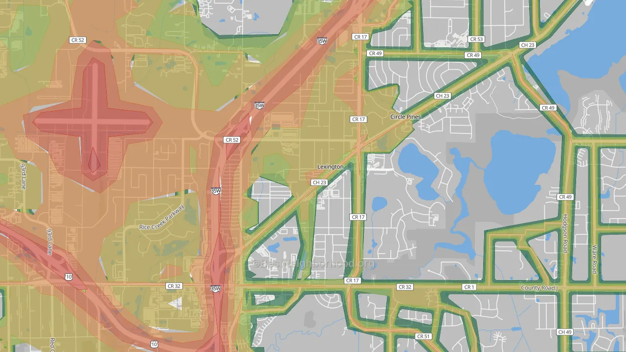 Lexington, MN Map of Noise Levels in Lexington