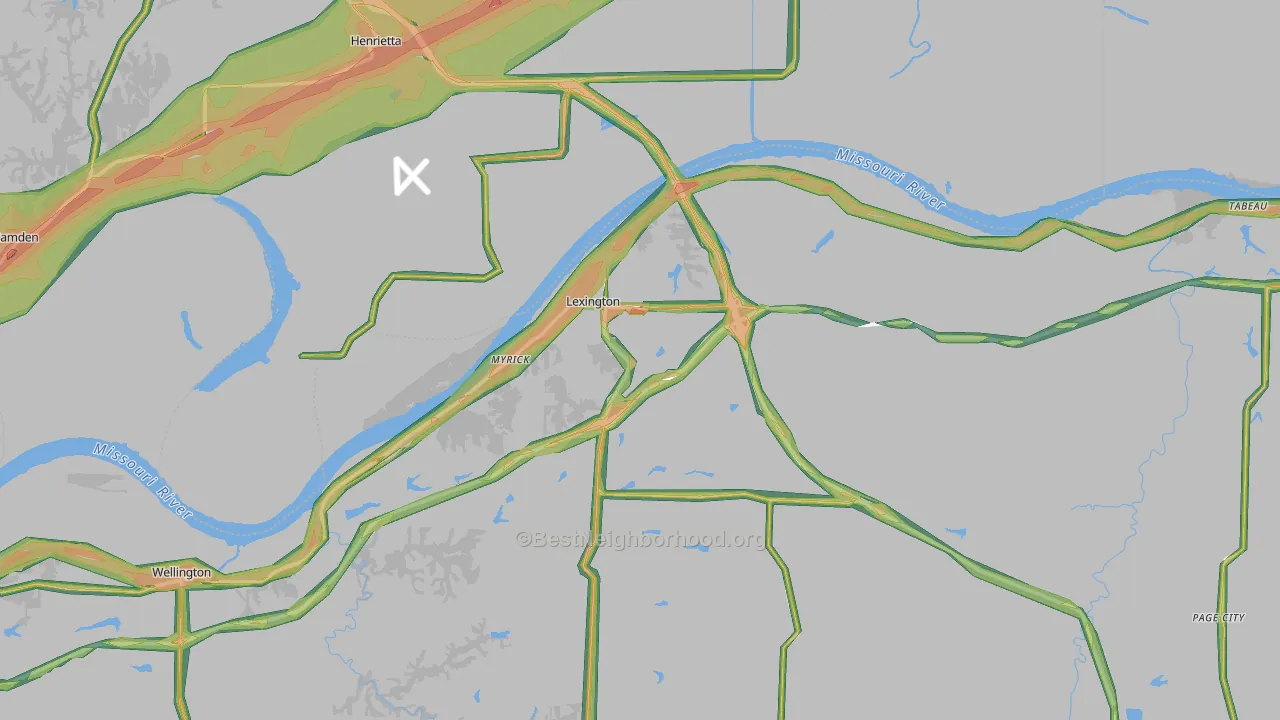 Lexington, MO Map of Noise Levels in Lexington