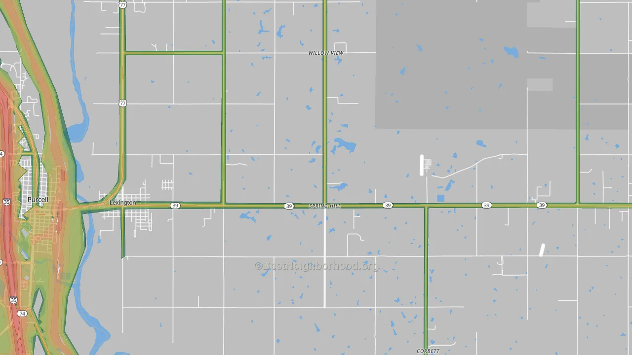 Lexington, OK Map of Noise Levels in Lexington