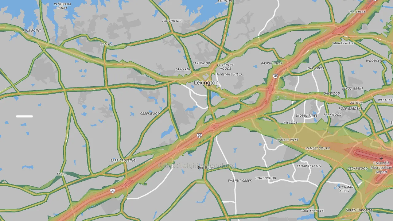 Lexington, SC Map of Noise Levels in Lexington