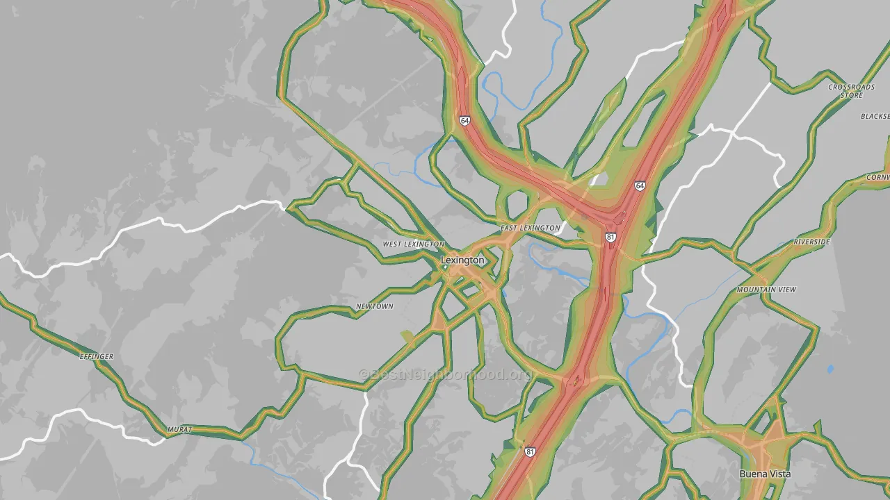 Lexington, VA Map of Noise Levels in Lexington