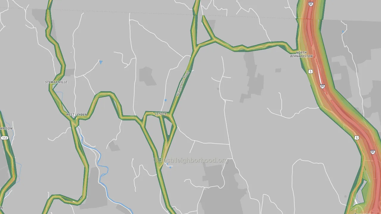 Leyden, MA Map of Noise Levels in Leyden
