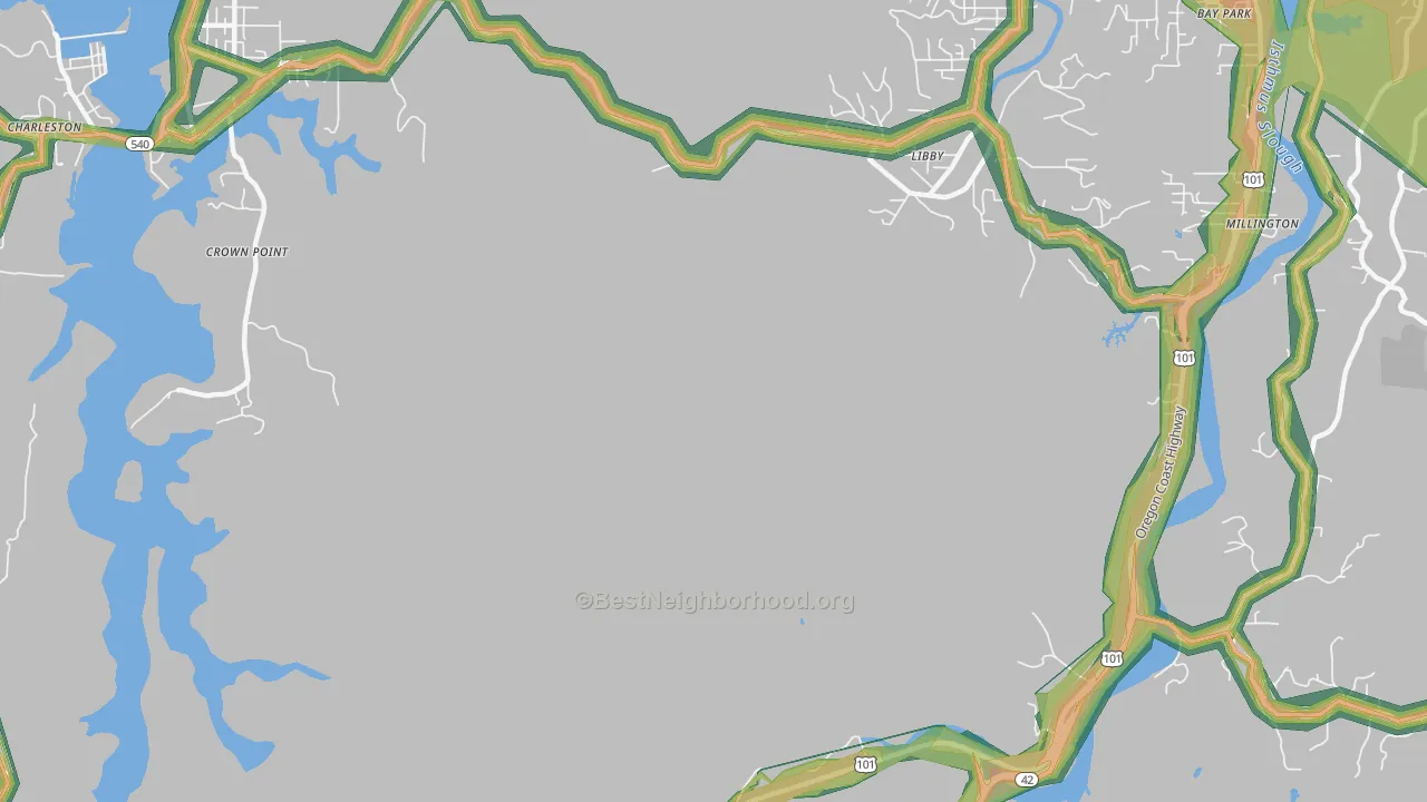 Libby, OR Map of Noise Levels in Libby