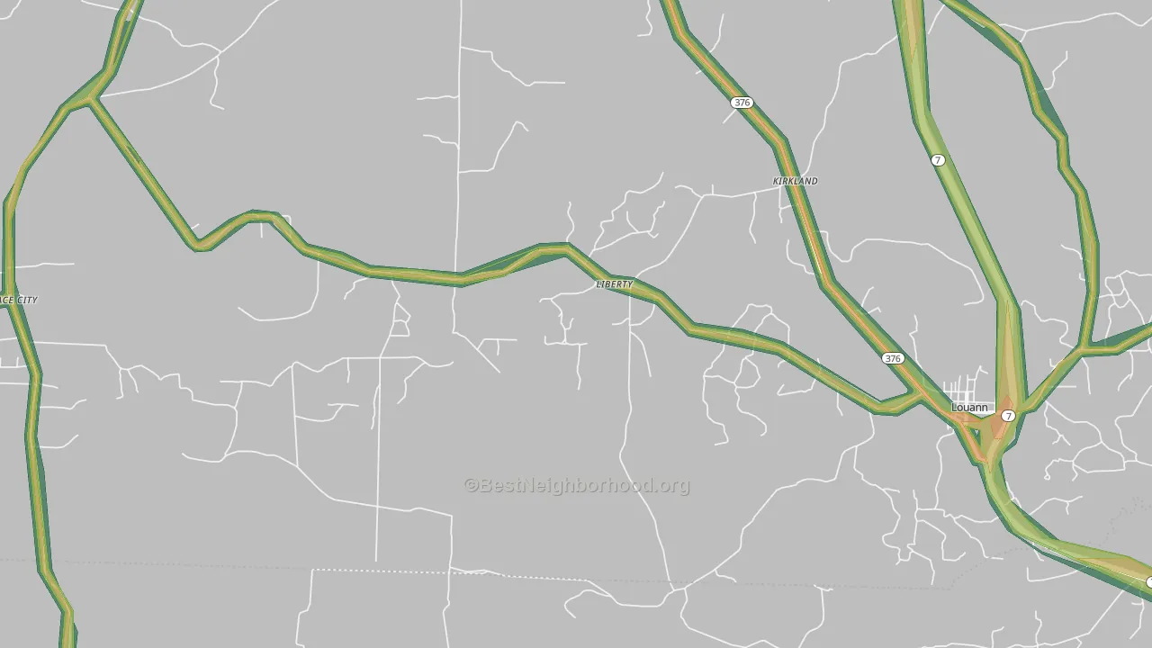 Liberty, AR Map of Noise Levels in Liberty