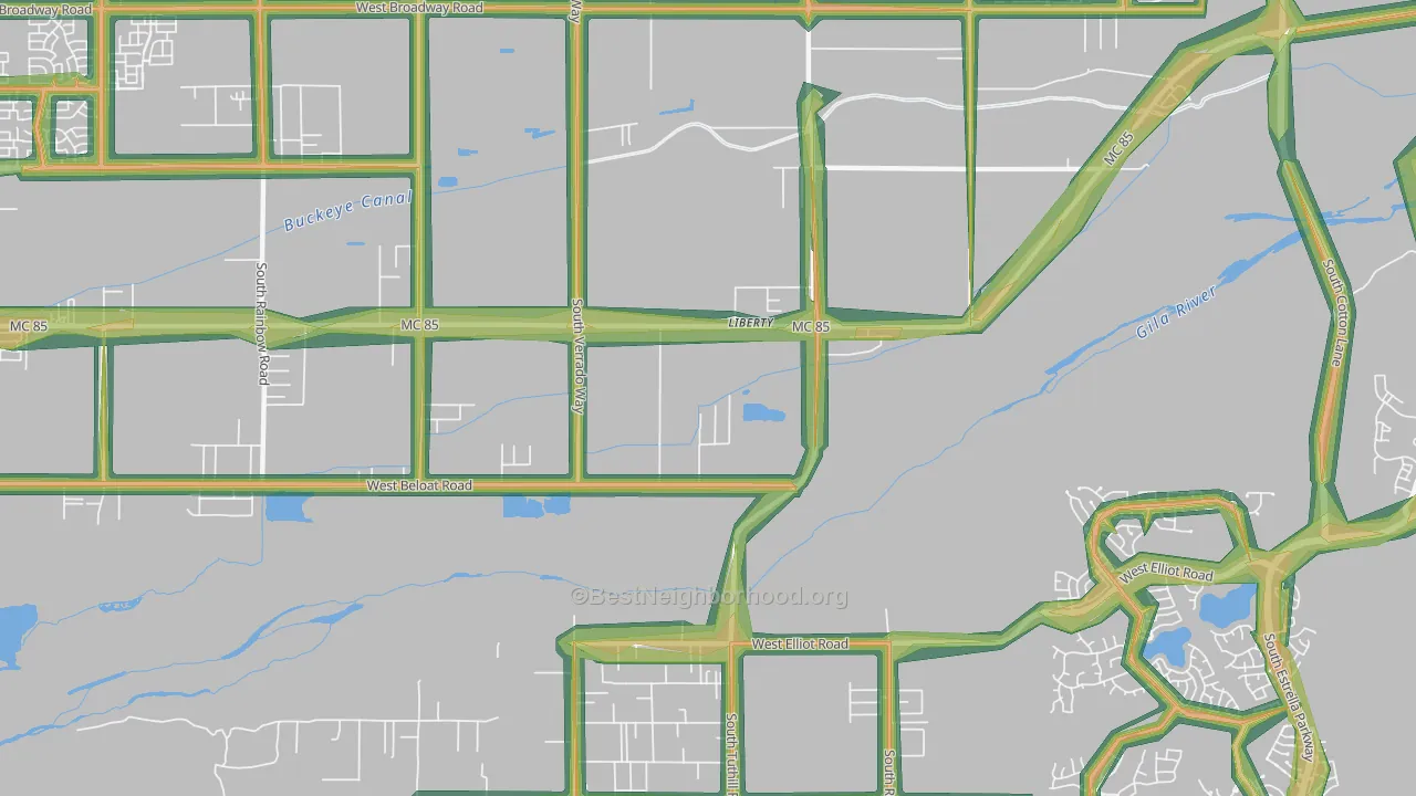 Liberty, AZ Map of Noise Levels in Liberty