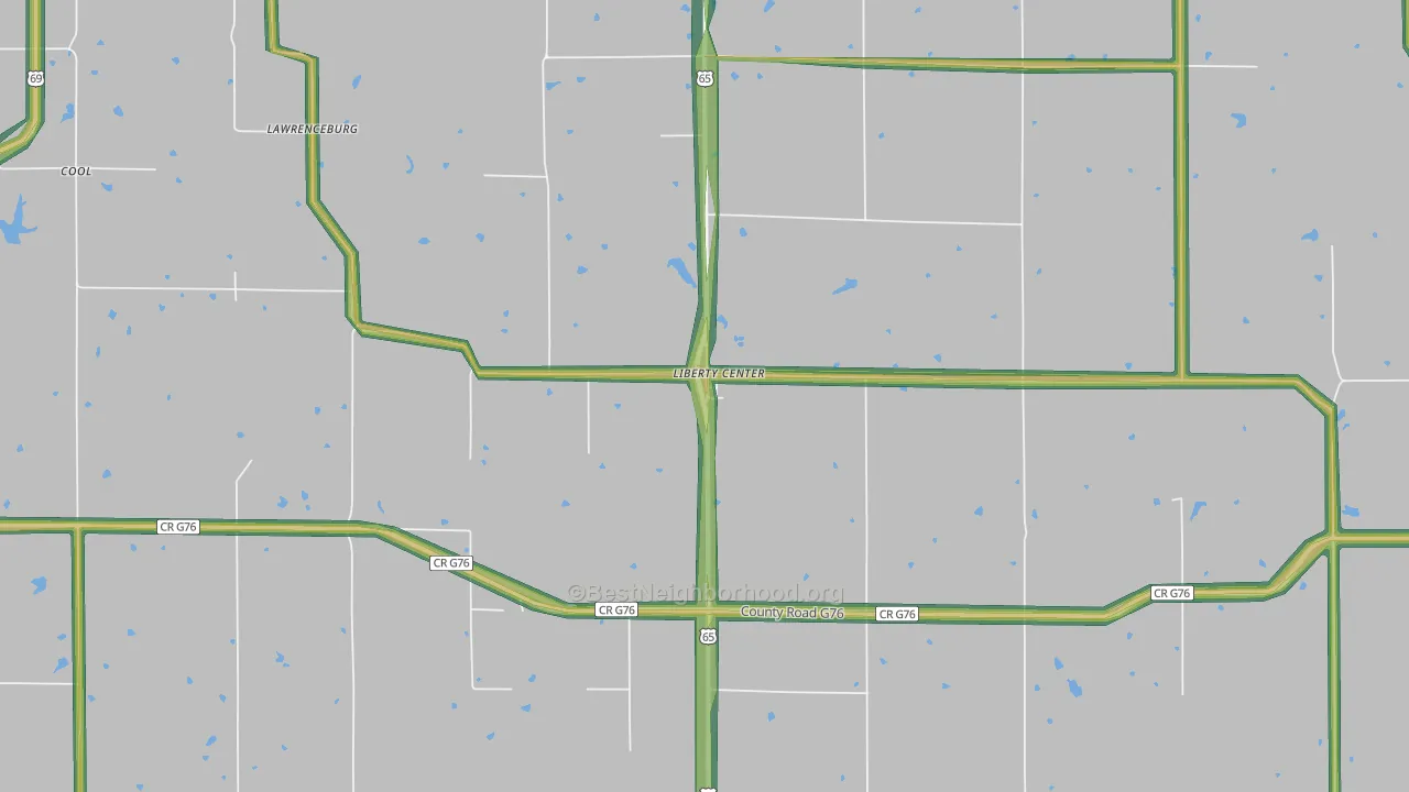 Liberty Center, IA Map of Noise Levels in Liberty Center
