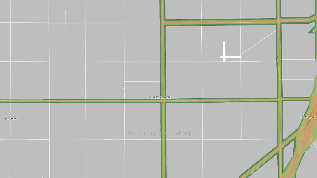 Liberty Center, IN Map of Noise Levels in Liberty Center