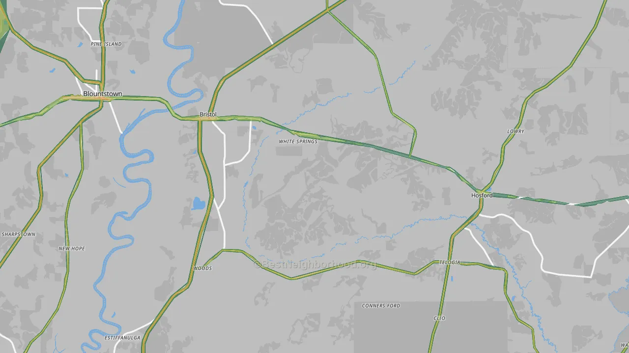 Liberty County, FL Map of Noise Levels in Liberty County