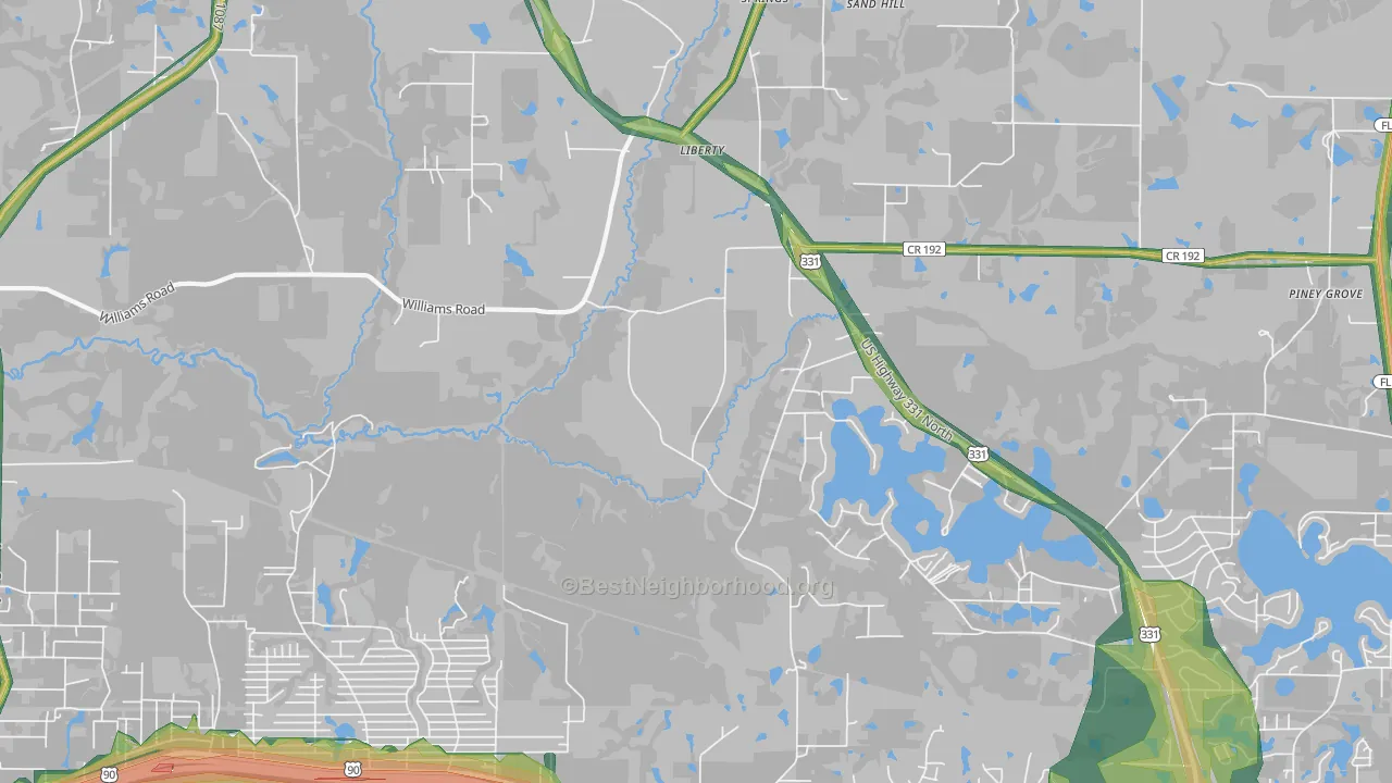Liberty, FL Map of Noise Levels in Liberty