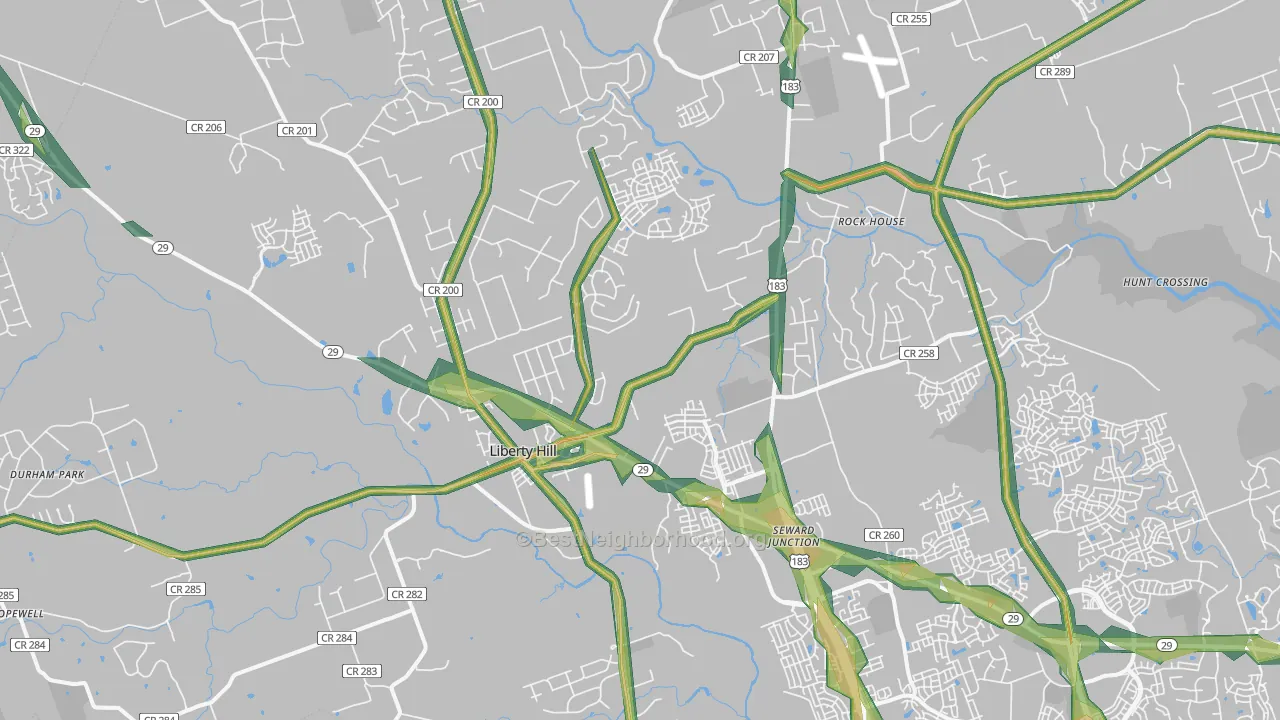 Liberty Hill, TX Map of Noise Levels in Liberty Hill