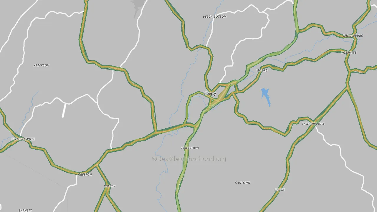 Liberty, KY Map of Noise Levels in Liberty