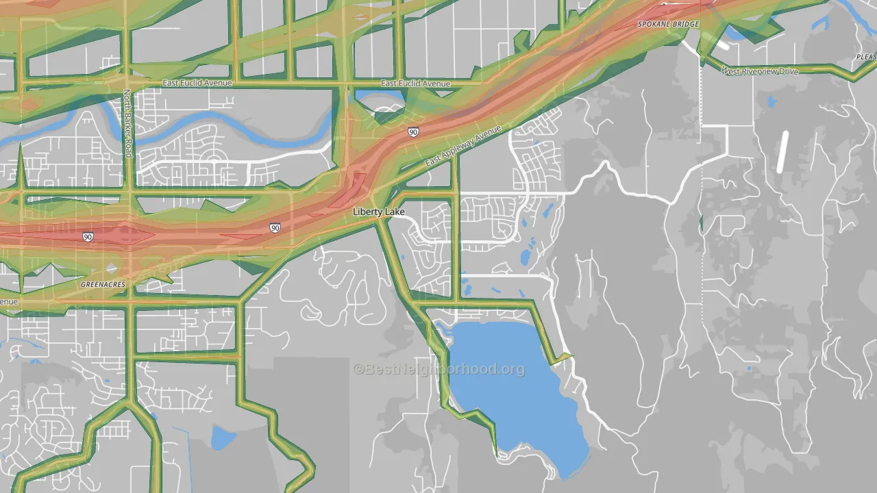 Liberty Lake, WA Map of Noise Levels in Liberty Lake