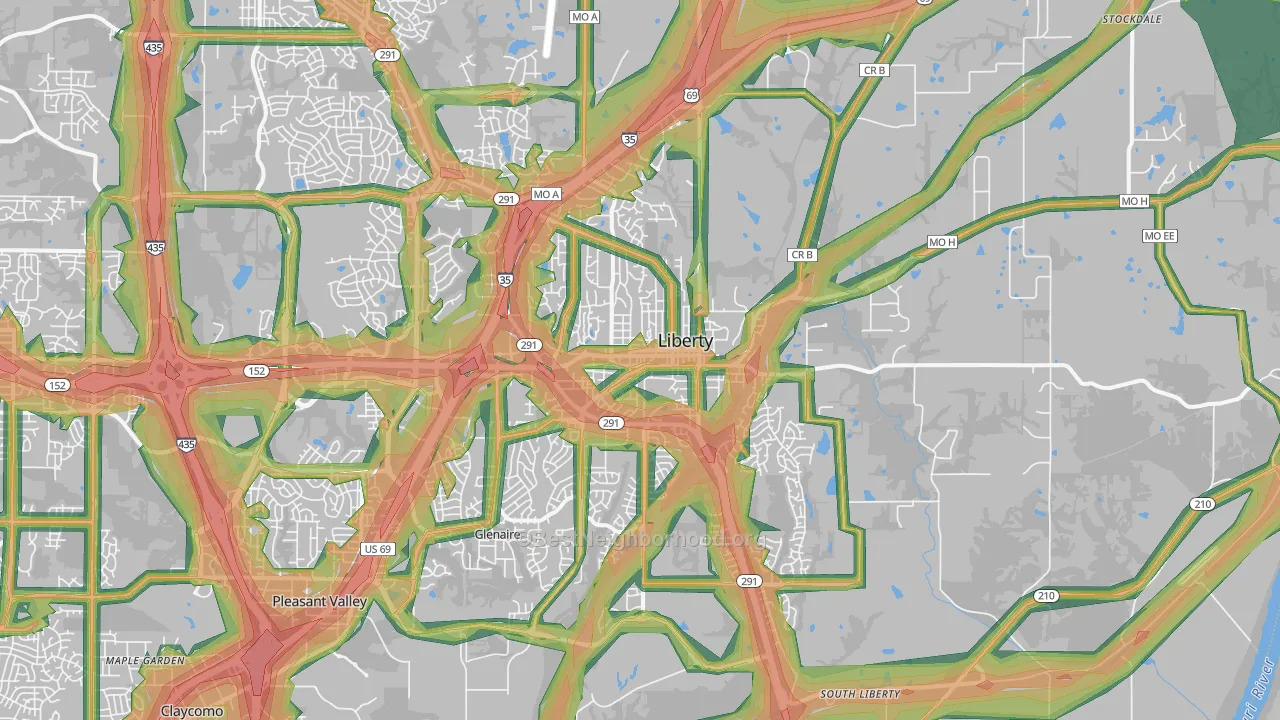 Liberty, MO Map of Noise Levels in Liberty