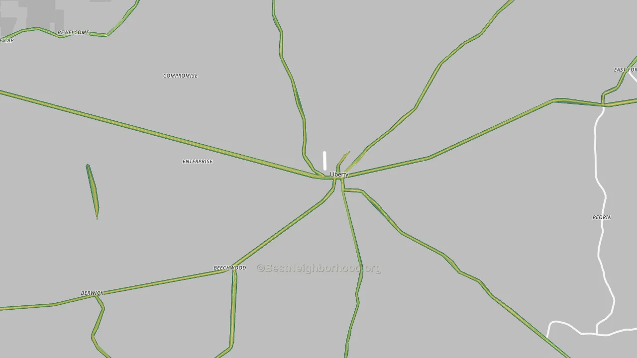 Liberty, MS Map of Noise Levels in Liberty
