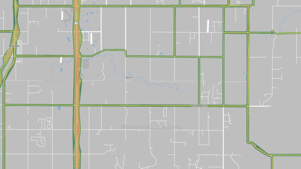 Liberty, OK Map of Noise Levels in Liberty