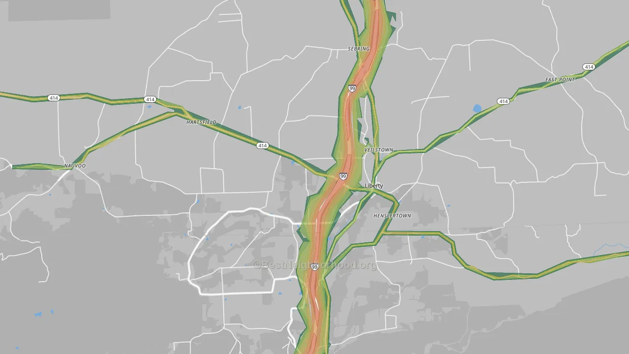 Liberty, PA Map of Noise Levels in Liberty
