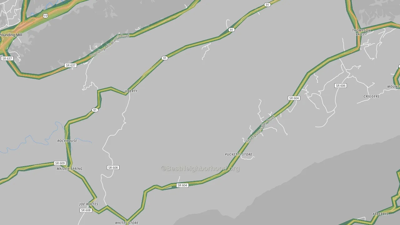 Liberty, VA Map of Noise Levels in Liberty