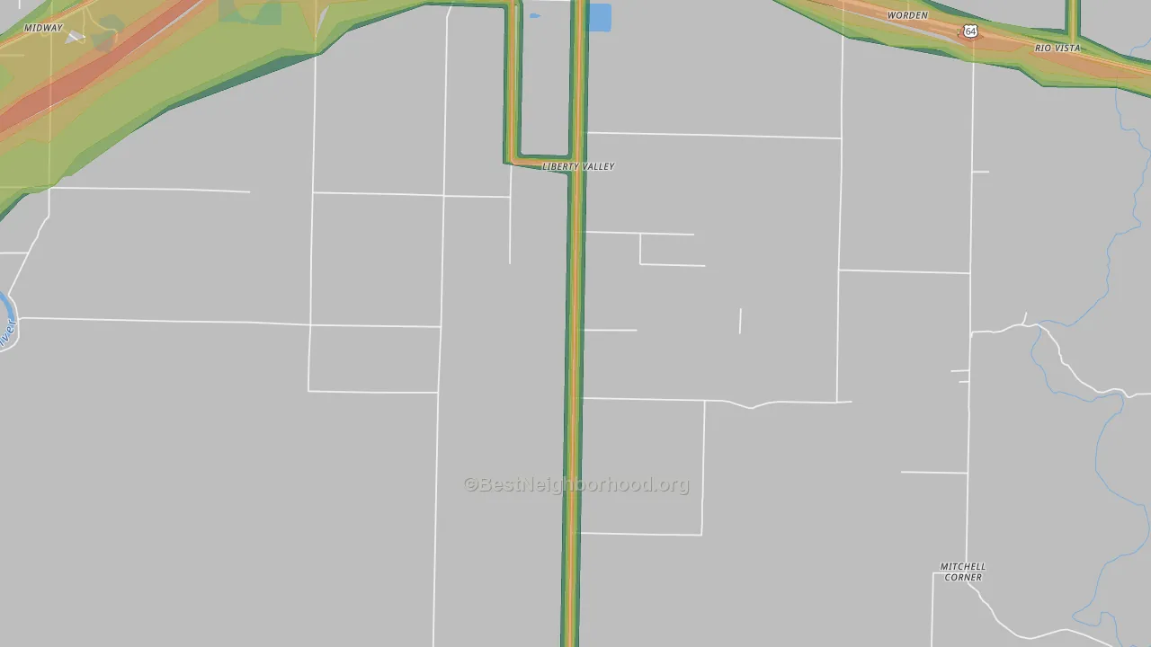 Liberty Valley, AR Map of Noise Levels in Liberty Valley