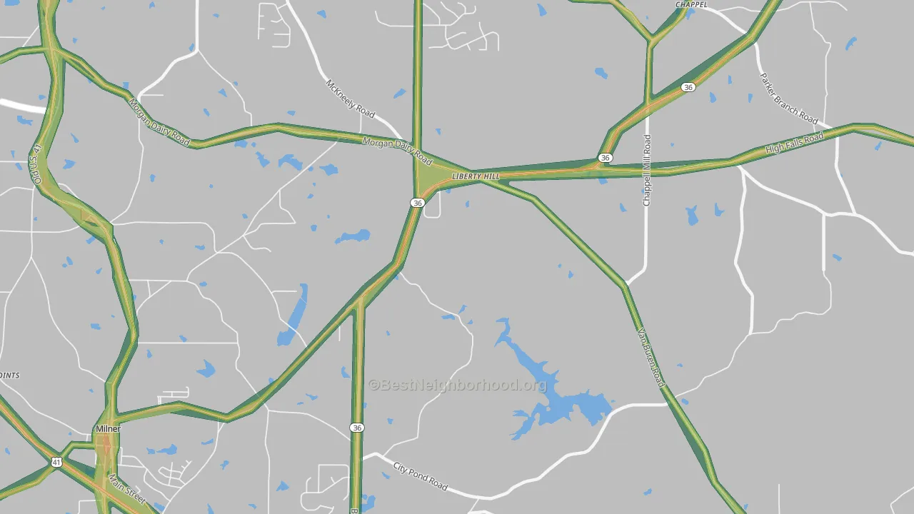 Libertyhill, GA Map of Noise Levels in Libertyhill