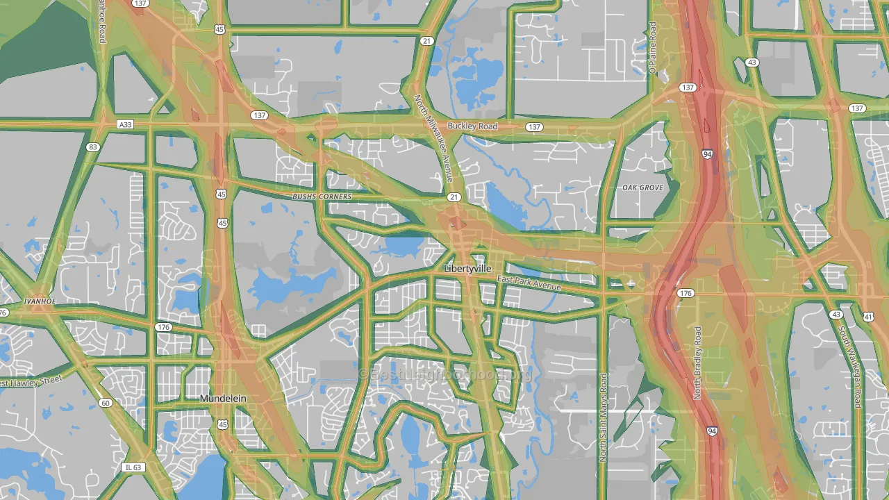 Libertyville, IL Map of Noise Levels in Libertyville