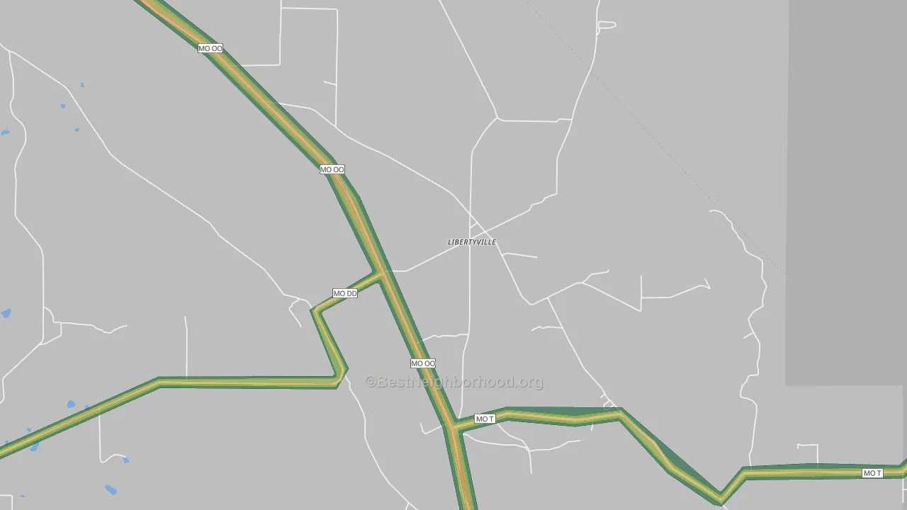 Libertyville, MO Map of Noise Levels in Libertyville