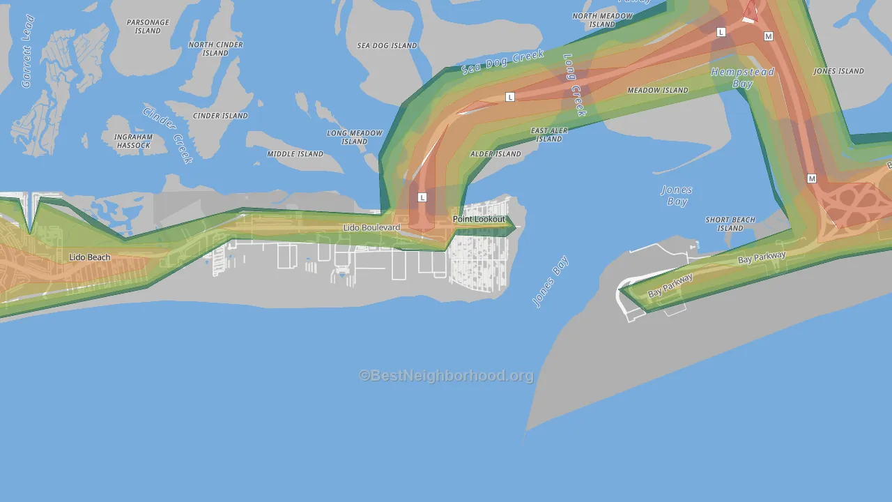 Lido Beach, NY Map of Noise Levels in Lido Beach