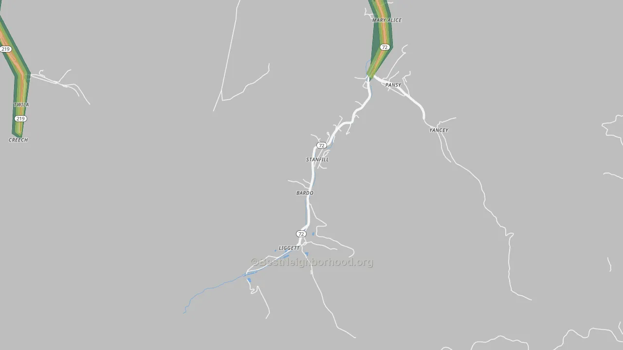 Liggett, KY Map of Noise Levels in Liggett