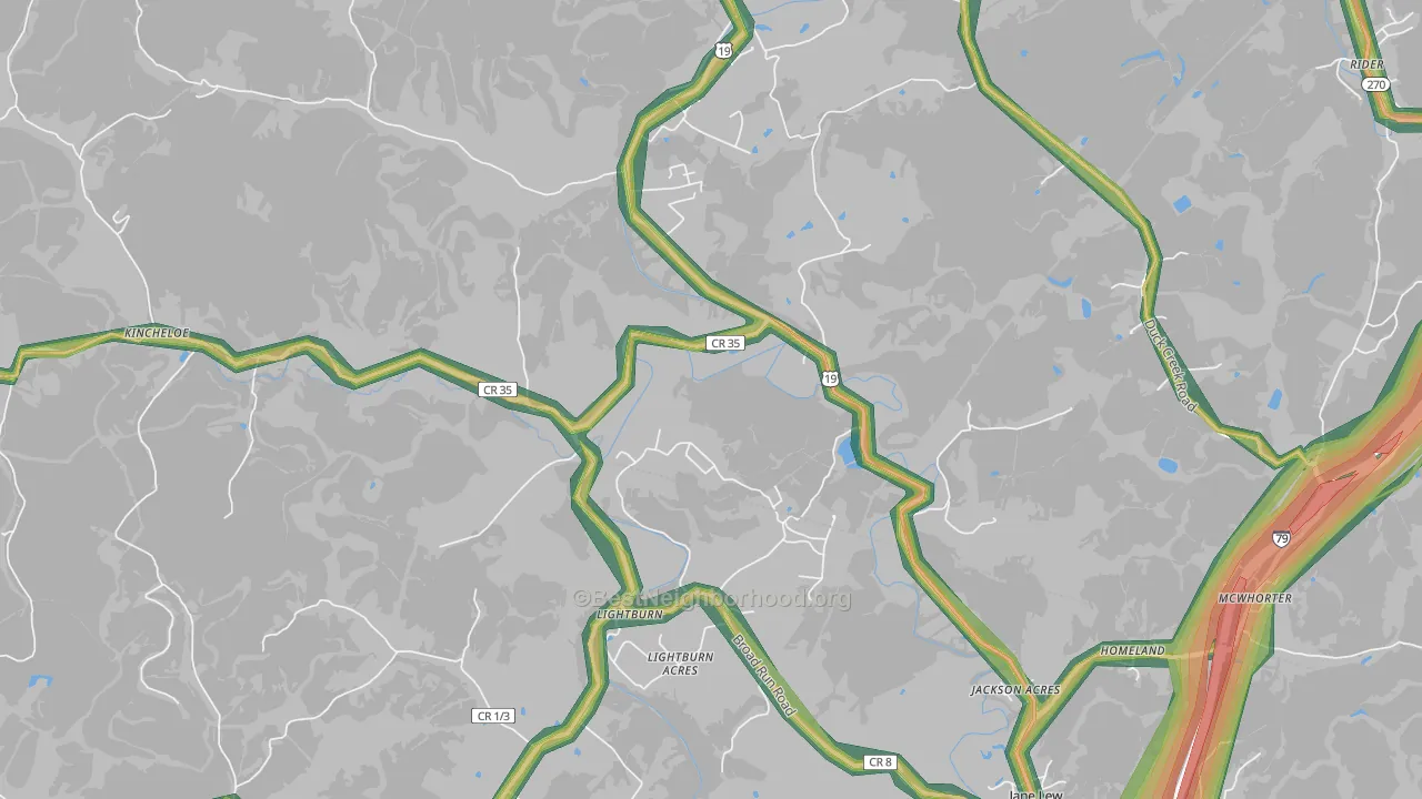 Lightburn, WV Map of Noise Levels in Lightburn