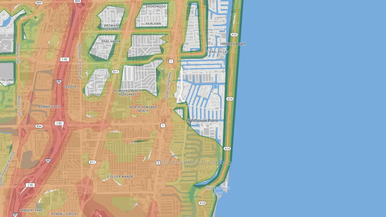 Lighthouse Point, FL Map of Noise Levels in Lighthouse Point