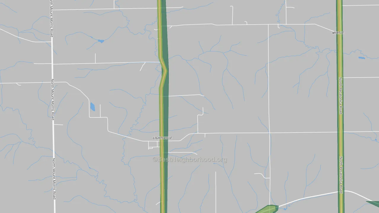 Lightsville, IL Map of Noise Levels in Lightsville