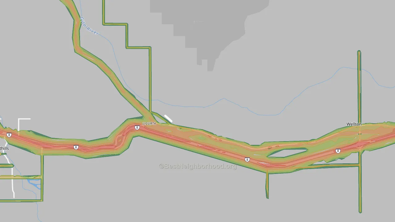Ligurta, AZ Map of Noise Levels in Ligurta