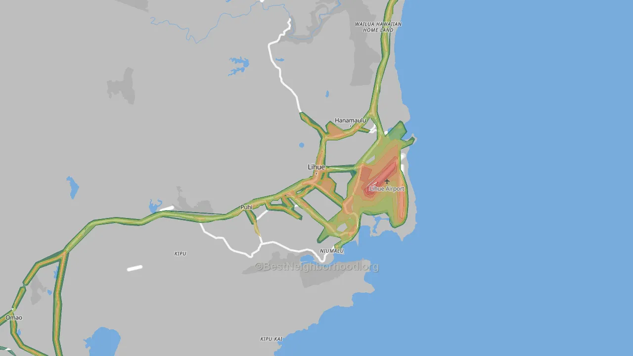 Lihue, HI Map of Noise Levels in Lihue
