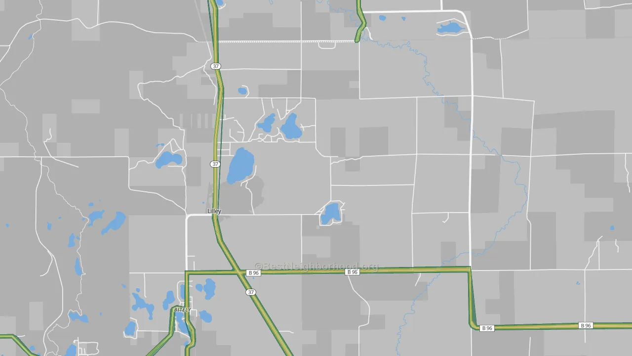 Lilley, MI Map of Noise Levels in Lilley