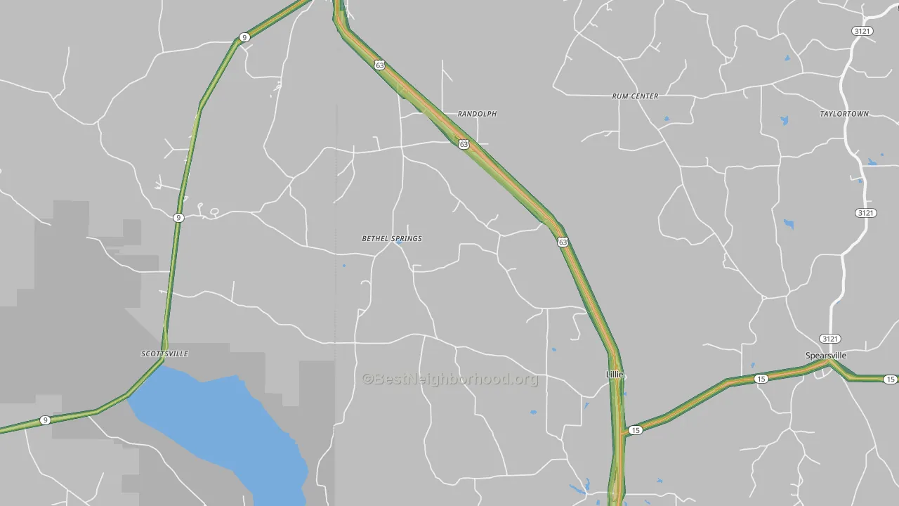 Lillie, LA Map of Noise Levels in Lillie