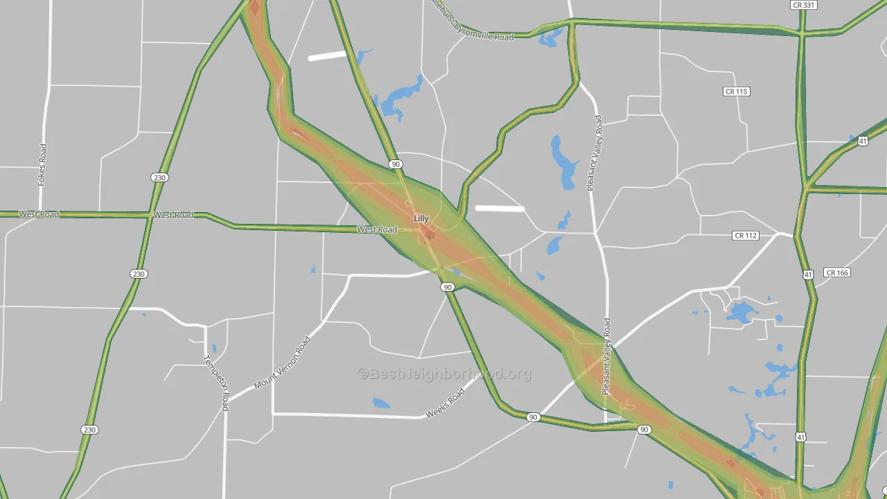 Lilly, GA Map of Noise Levels in Lilly