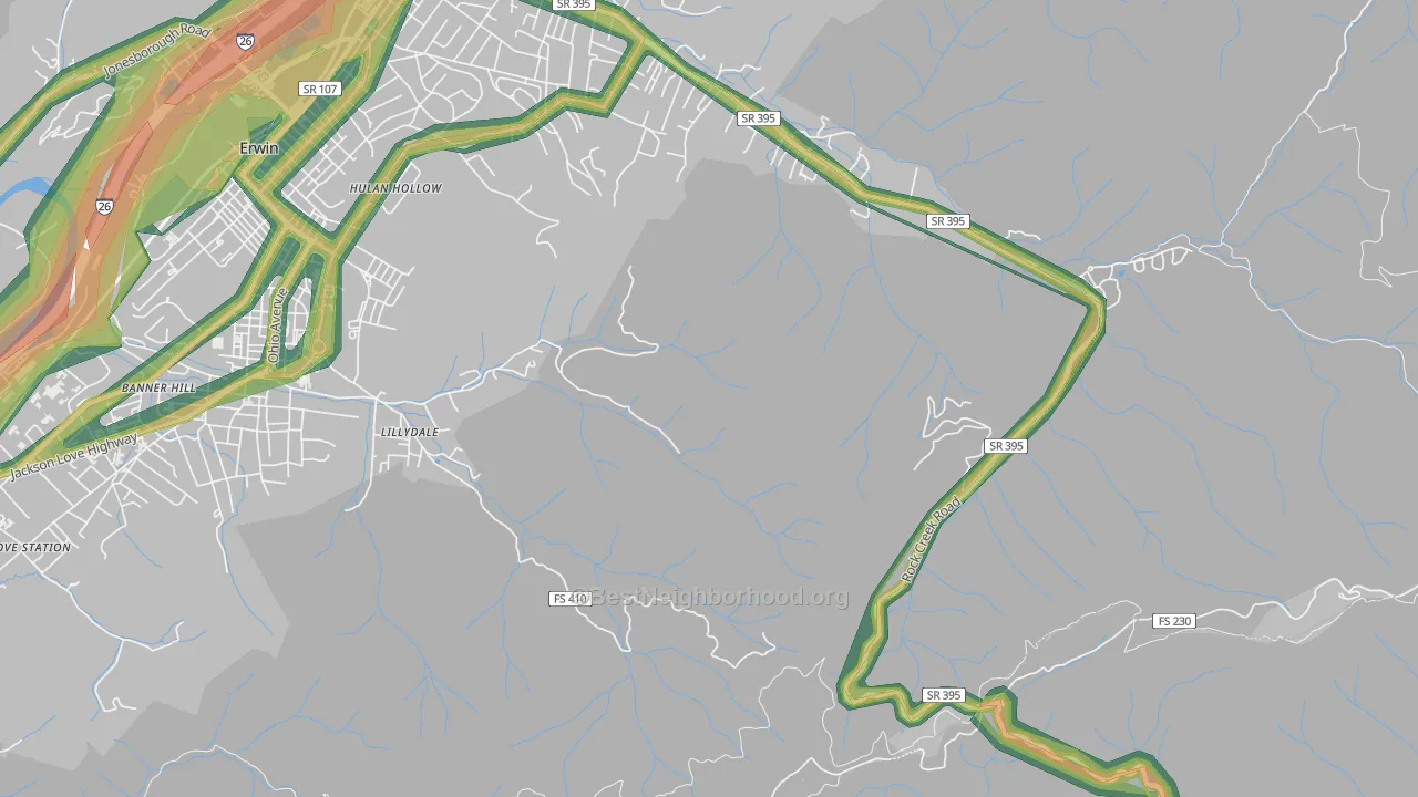 Lillydale, TN Map of Noise Levels in Lillydale