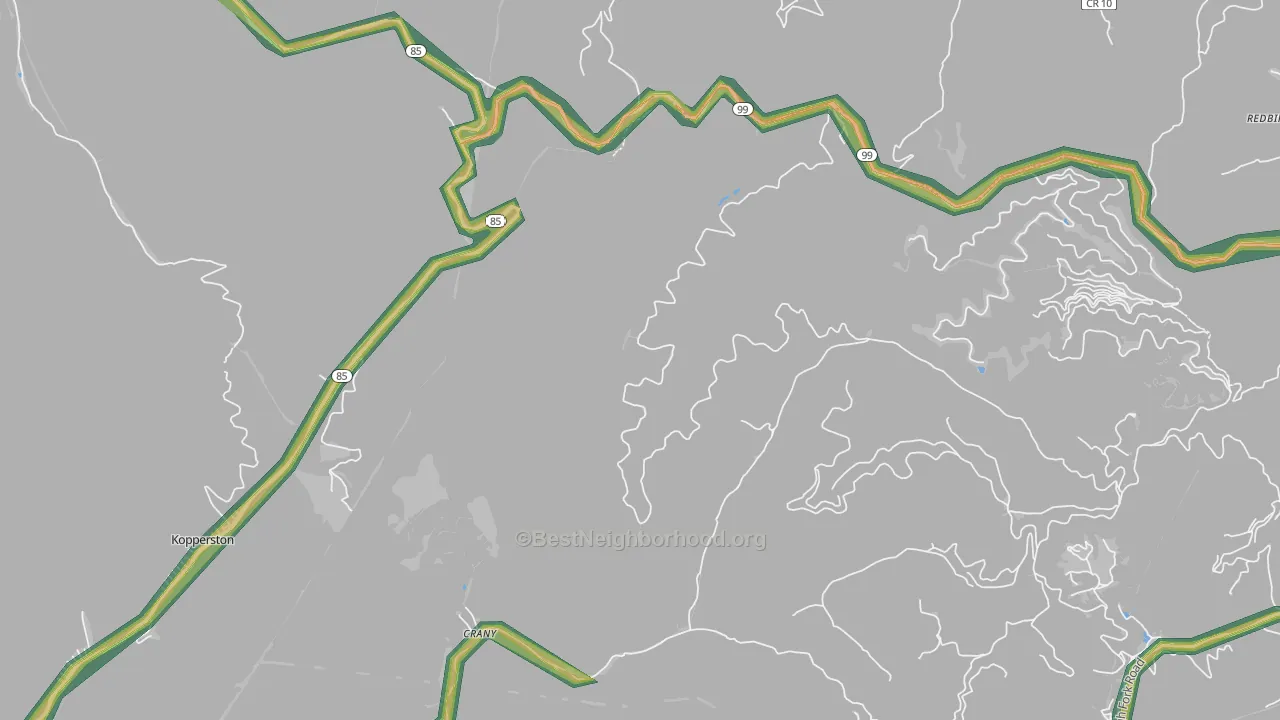 Lillyhaven, WV Map of Noise Levels in Lillyhaven