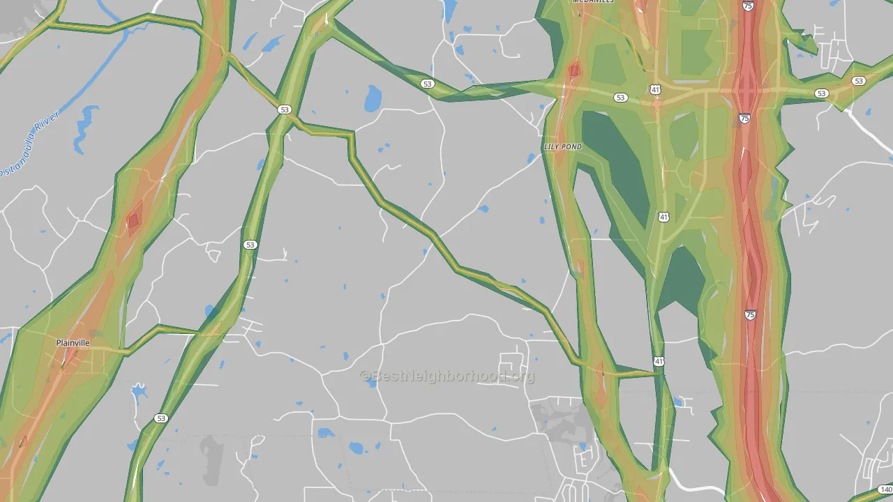Lily Pond, GA Map of Noise Levels in Lily Pond