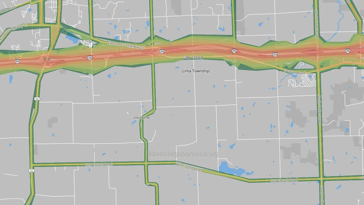 Lima Center, MI Map of Noise Levels in Lima Center