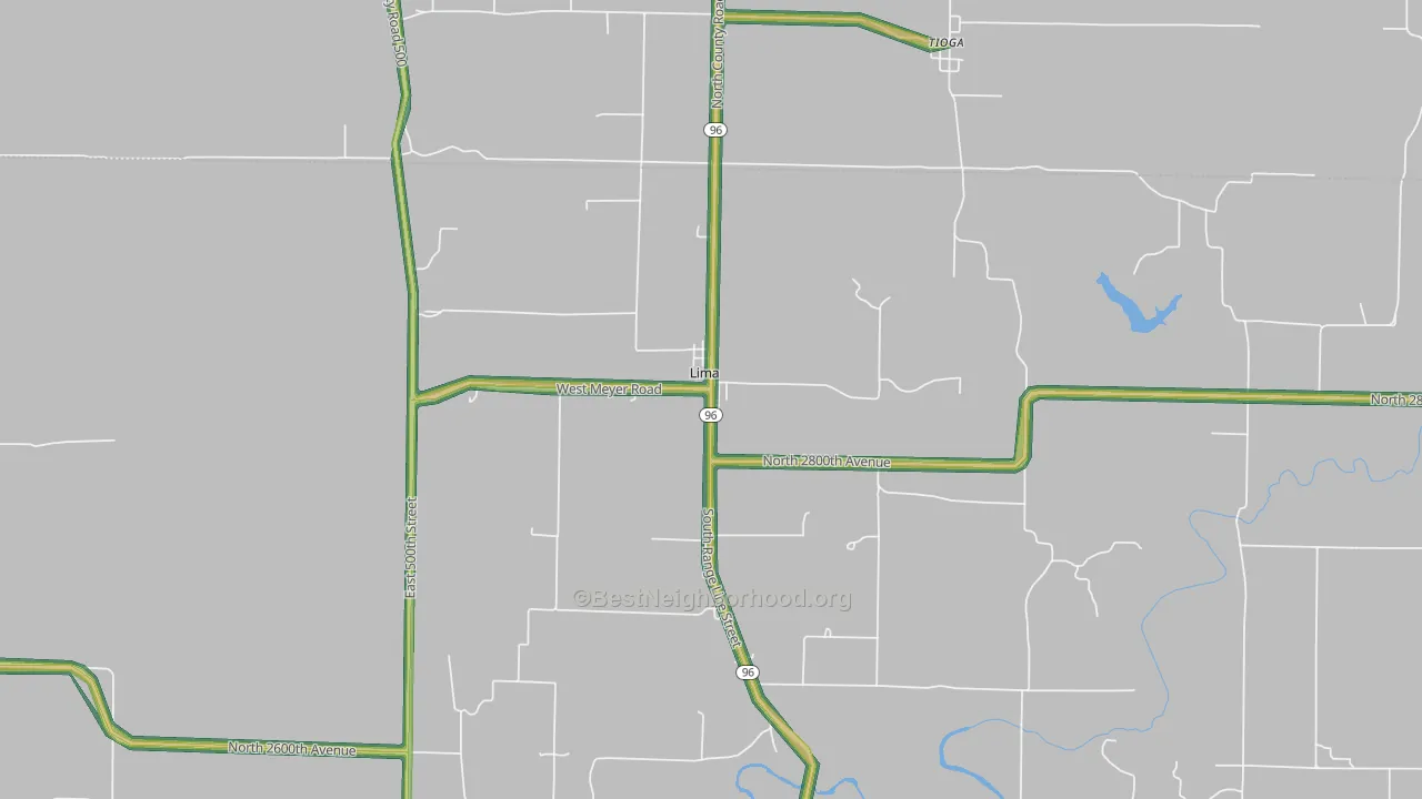 Lima, IL Map of Noise Levels in Lima