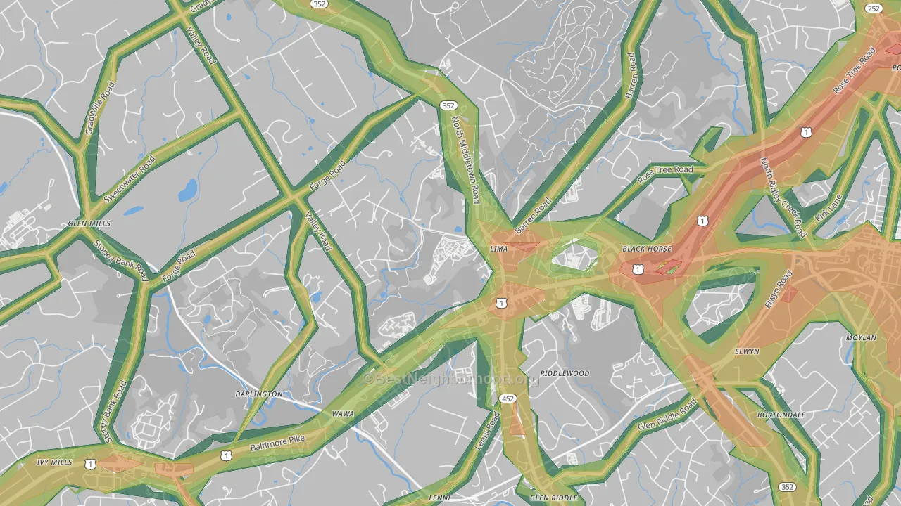 Lima, PA Map of Noise Levels in Lima