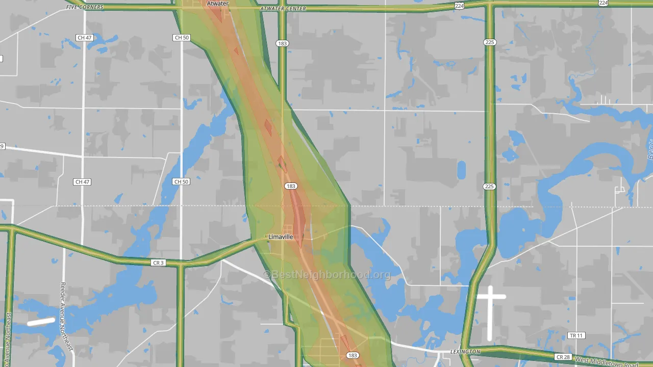 Limaville, OH Map of Noise Levels in Limaville