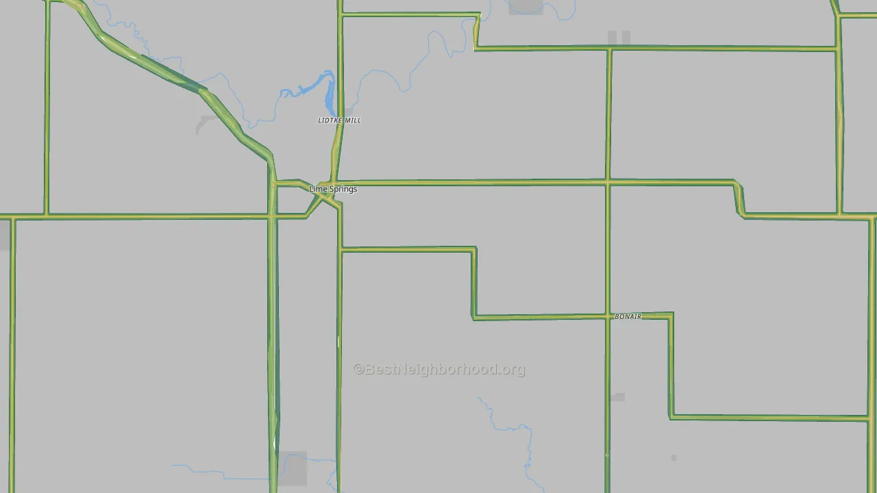 Lime Springs, IA Map of Noise Levels in Lime Springs