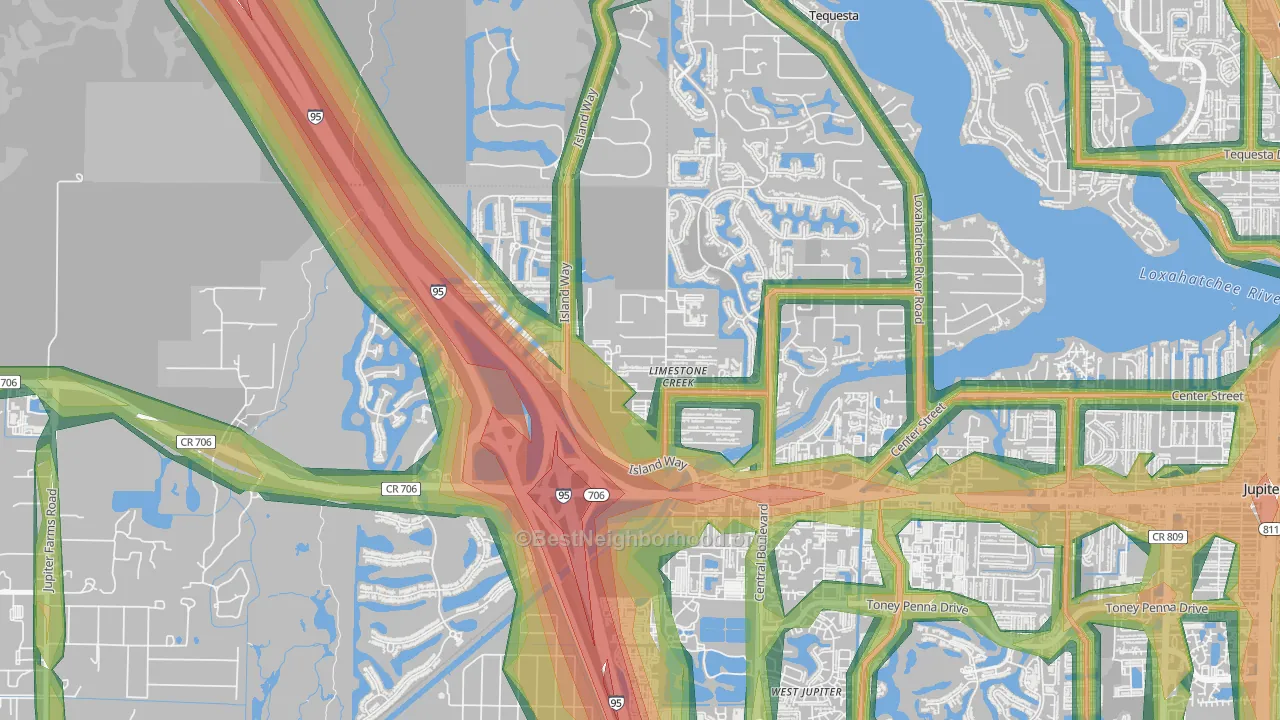 Limestone Creek, FL Map of Noise Levels in Limestone Creek