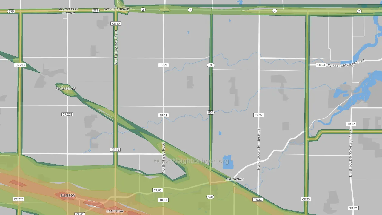 Limestone, OH Map of Noise Levels in Limestone