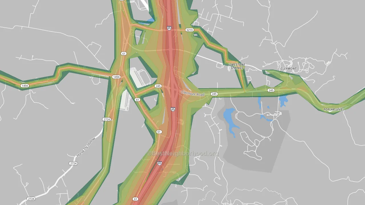 Limestone Springs, KY Map of Noise Levels in Limestone Springs