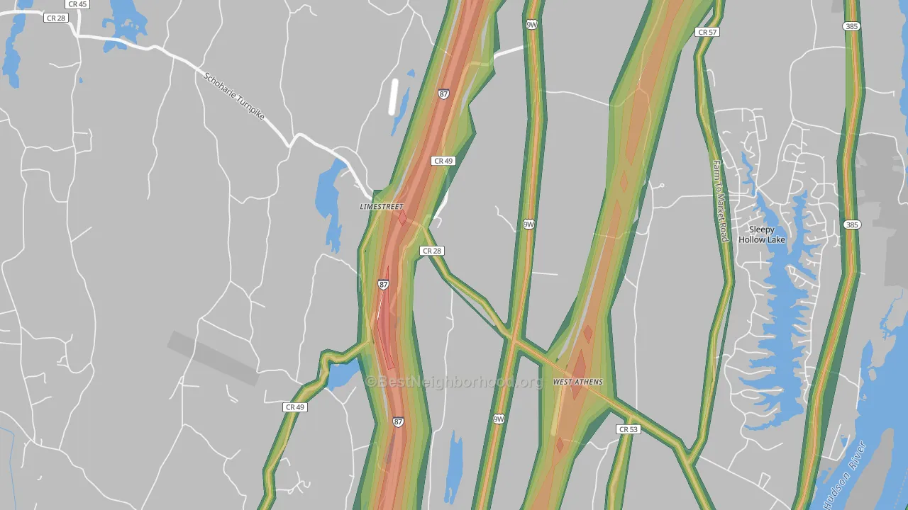 Limestreet, NY Map of Noise Levels in Limestreet