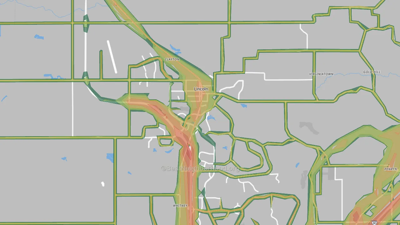 Lincoln, CA Map of Noise Levels in Lincoln